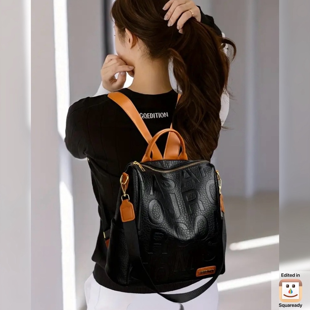 Black and Tan Women's Backpack - Picture 9 of 9